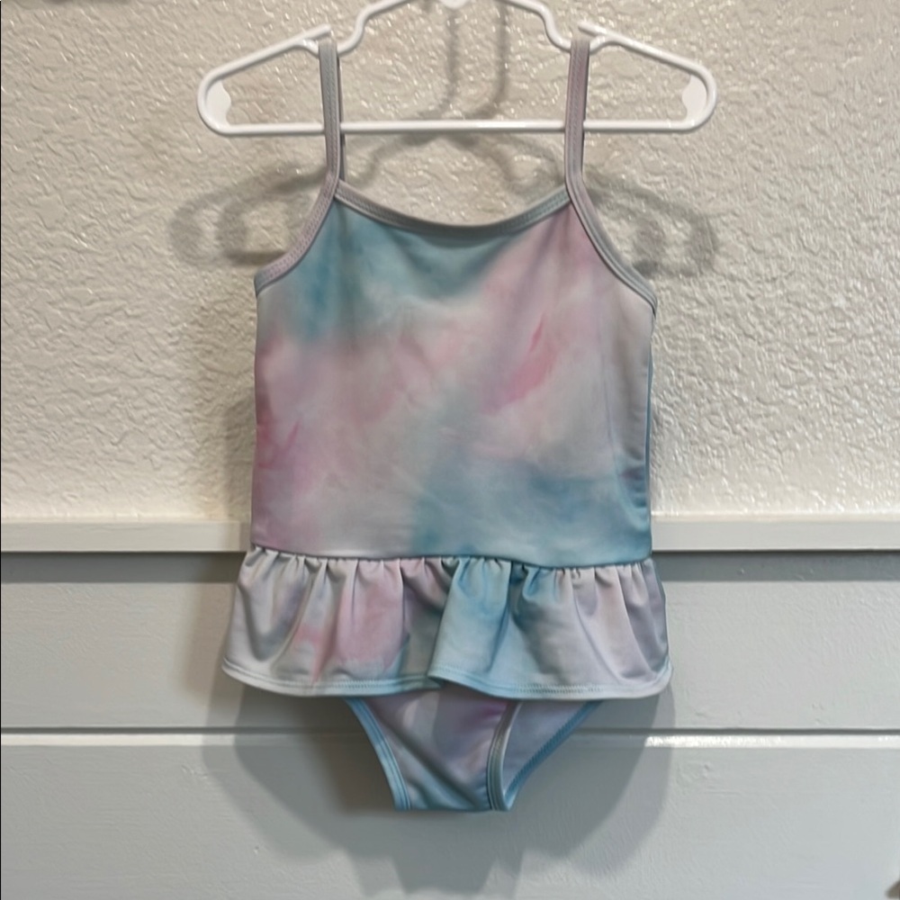 Pastel Tie-Dye Swimsuit with Ruffle